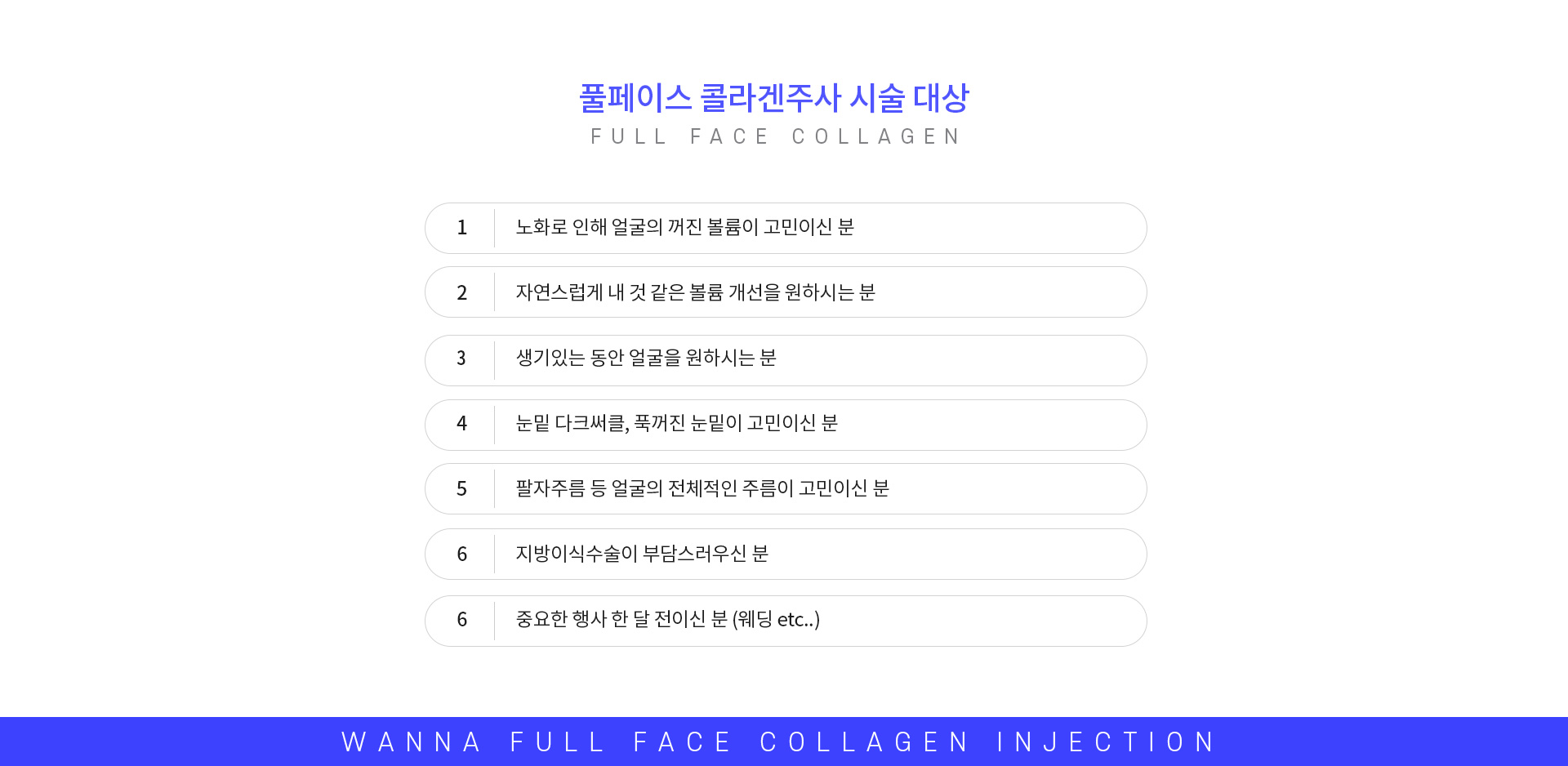풀페이스 콜라겐주사 시술 대상