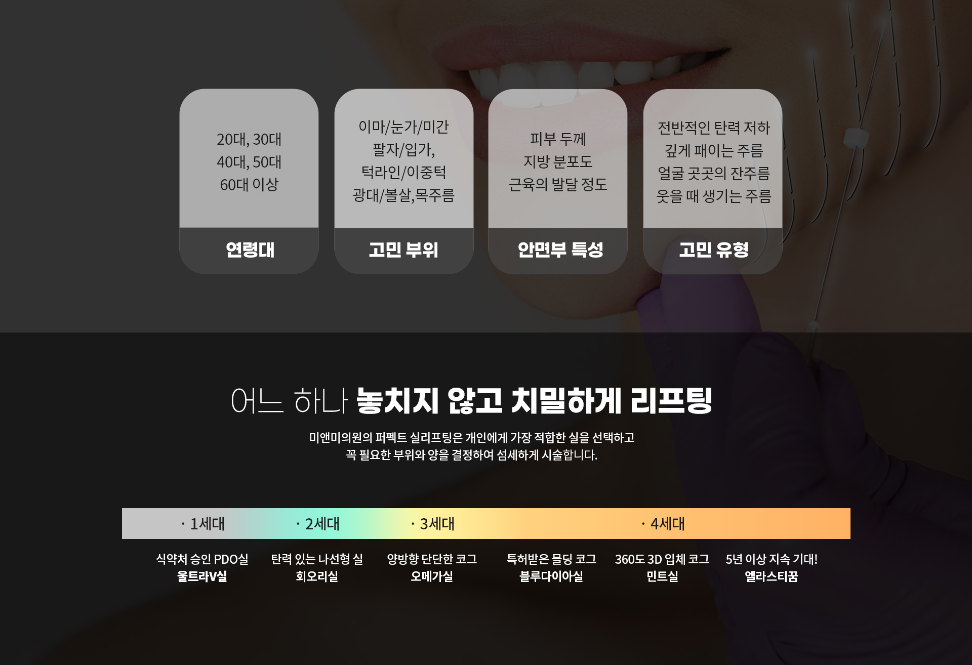 어느 하나 놓치지 않고 치밀하게 리프팅