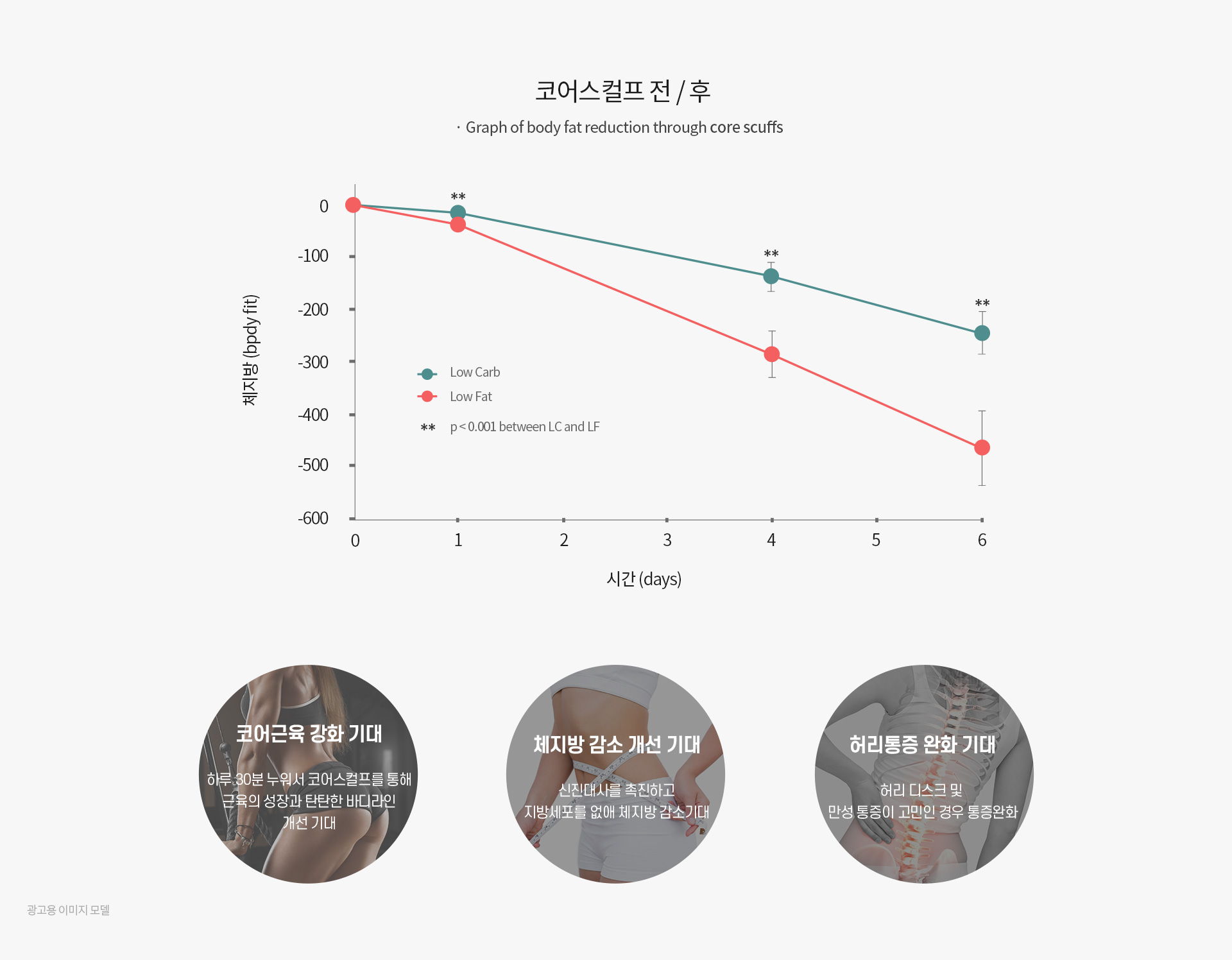 코어근육 강화 기대, 체지뱅 감소 개선 기대, 허리통증 완화 기대