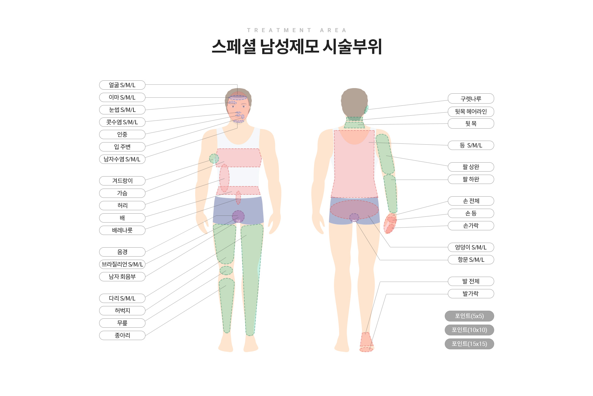 프리미엄 남성제모 시술부위